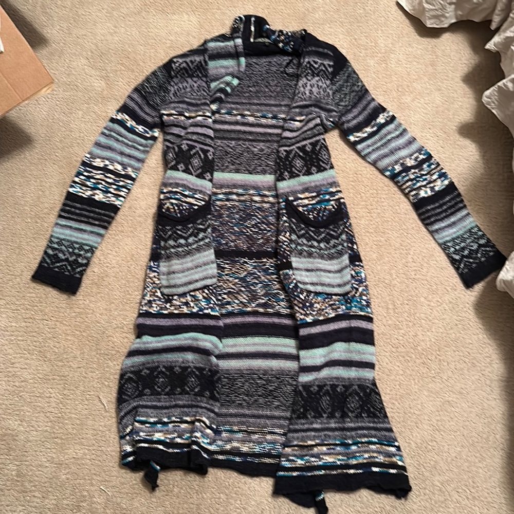 Colorful knitted robe from love stitch